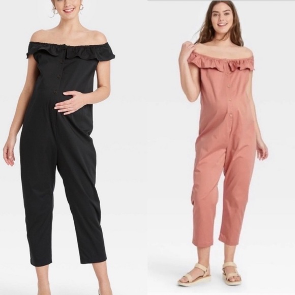 Hatch Pants - THE NINES BY HATCH | Lot of Two Maternity Jumpsuits (Pink & Black)